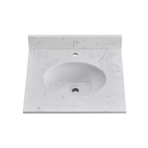 おせきはん24 EQLOO 24 in. W x 22 in. D Vanity Top with Round Sink