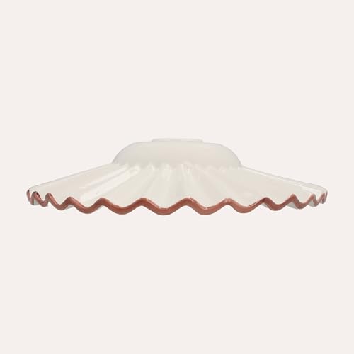 Keyhomestore | Lampadario a Sospensione Rustico in Ceramica Bianca con Bordo Marrone