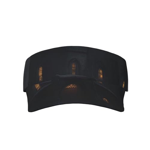Halloween Goth Print Fashion Adult Sunscreen Visor Cap,Empty Top Caps for Beach Pool Golf Tennis Unisex ﻿ Black