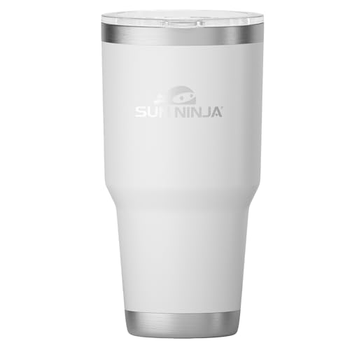 Image of SUN NINJA 30oz Tumbler, Stainless Steel Vacuum Insulated Cup, White