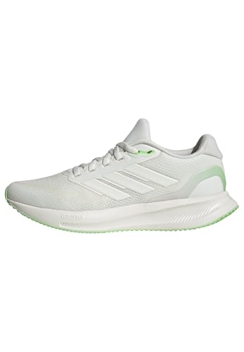 Adidas Women's Run Falcon 5, Off White/Off White/Lime Burst, 9