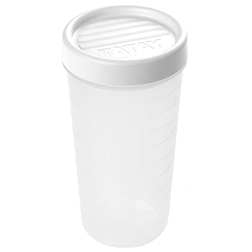 TATAY Boite Alimentaire Plastique 0,6L Twist | Couvercle à Vis | Boite Conservation Alimentaire | Micro-ondes, Lave-vaisselle, Frigo, Congélateur | Sans BPA | 8,5x8,5x16,5 cm, Blanc