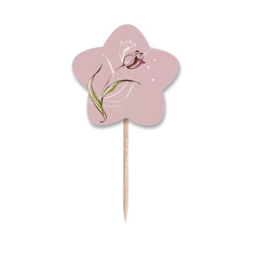 Cure-dents tulipe peint à la main en bois pour décoration de cupcakes et buffets de fête
