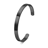MEALGUET Stainless Steel Mens Cuff Bracelet : Minimal Cool Black Open Metal Cuff Bangle Bracelets for Men,65mm,Mens Bracelet Jewelry