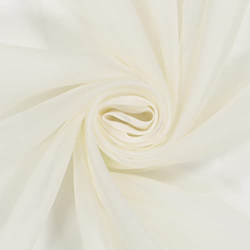 Pairs To Go Victoria Voile Modern Sheer Rod Pocket Window Curtains For Living Room (2 Panels), 59 X 84 In, Ivory #TOP4