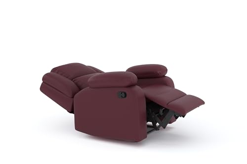 Image of Amazon Brand - Solimo AeroEase Velvet Fabric | Single Seater Sofa Recliner | Manual Recliner (Leatherette Maroon)
