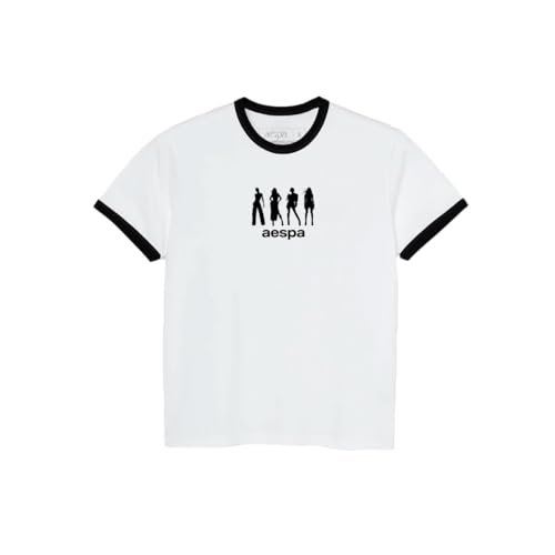 Image of Aespa Official Synk Parallel Line World Tour Merch Collection Whiplash Silhouette Ringer T-Shirt