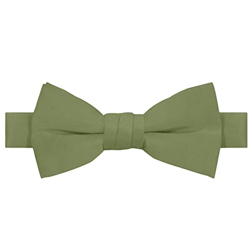 Jacob Alexander Boy's Kids Pretied Banded Adjustable Solid Color Bowtie - Olive #TOP26