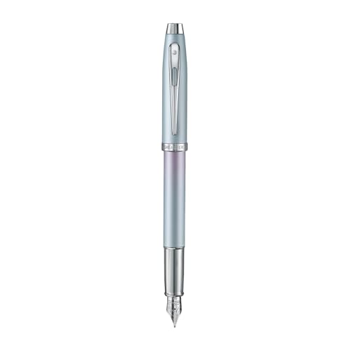 Image of Sheaffer Expressions 100 9376 Blue and Pink Pearlised Gradient Fountain Pen with Chrome Plated Trims - Medium