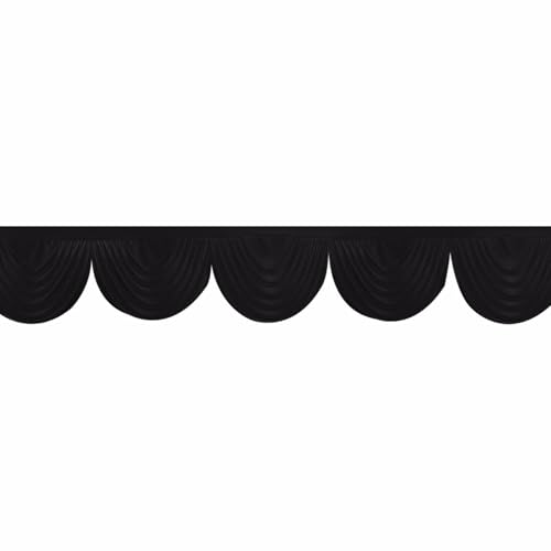 Ice Silk Swag Valance Window Curtain, 300CM Drapes for Wedding, Party, Home, Hotel Decorations Indoor and Outdoor (Black)