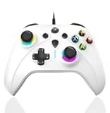 OUBANG Wired PC Controller for PS4/Switch with Hall Effect Triggers, Game Controllers for PC/Switch/PS4/Steam/Mac/Windows/Phone with RGB Light, Programmable Function, Turbo, Vibration - White