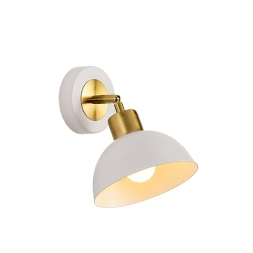MQDLJSE Aplique de Pared Blanco Ajustable, Moderno Aplique de Pared de Metal con Detalles Dorados, Base E27 para Dormitorio, Sala de Estar y Pasillo (Blanco)