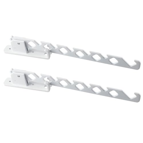 hobbyme 2Pcs Wall Mount Coat Hanger Holder,Retractable Folding Clothes Drying Organizer,Aluminium Garment Hooks Holder Space Saving Indoor Clothes Rack for Laundry Room Bedroom(White)