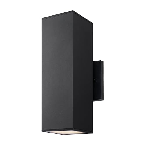 Image of mirrea 12 inch Modern Outdoor Porch Light in 2 Lights, Matte Black, 1 Pack