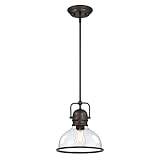 Westinghouse 6132100 Boswell Vintage-Style One Light Indoor Pendant, Black-Bronze Finish, Clear Seeded Glass