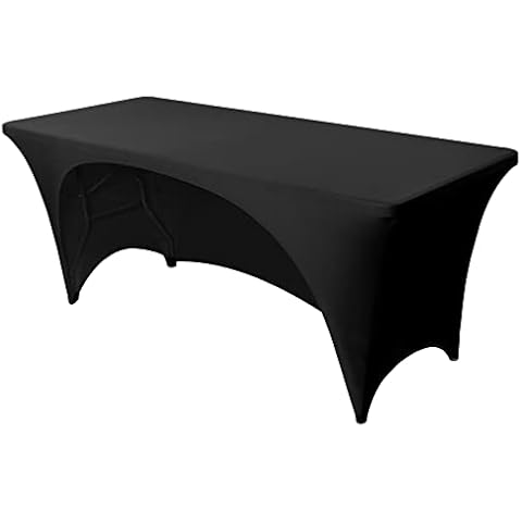 FestiCorp Black Fitted Table Cover for 6 Foot Table - Spandex Massage Lash Bed Table Covers 6Ft, Elastic Table Cloths, Open Back Stretch Table Clothes for Party, DJ Table, Banquet, Events, Trade Show Cover