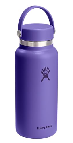 Image of Hydro Flask Water Bottle - Insulated Stainless Steel - Wide Mouth Flex Lid, Non Spill, Leakproof and Refillable in 32 Oz Utopia Purple