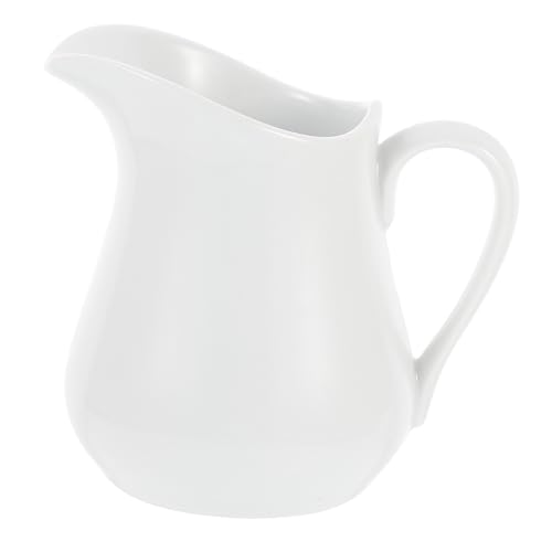GRIRIW 1 PC Ceramic Milk Cup Mini Gravy Boat Rainbow Milk Jug Espresso Shot Clear Coffee Cup Milk Warmer Pot Creamer Container Large Porcelain Milk Jug Creamer Jug Lid White Ceramics
