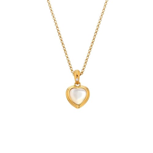 Hot Diamonds Pearl Heart Gold Plated Silver Pendant | Mother of Pearl 18ct Gold Plated 925 Sterling Silver Necklace | Real Hand Set Diamond Jewellery | Luxury Gift Wrap Included