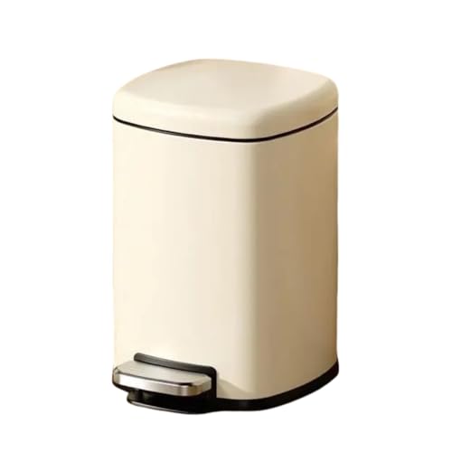 WXQゴミ箱 ふた付き ペダル式 防臭 場所とらない ステンレス 音無し 密閉 トイレ バスルーム キッチン リビングルーム用 (ベージュ,15L)