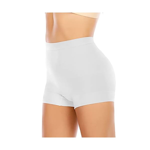 Slip Shorts for Women Under Dress Tummy Control Shapewear Underwear Seamless Shaping Boyshorts Panties (#2 Slimming White,M)