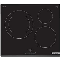 Placa Induccion Encastrable Bosch PUJ631BB5E TouchSelect - Encimera inducción encastrable, 60 cm, 3 zonas, zona de 28 cm, Ser. Círculo, Bisel delantero, negro