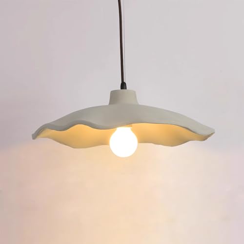 XQ-Gforward Concrete Lotus Flower Pendant Light Fixture Grey Cement Ceiling Hanging Lights Bedroom Chandelier Lamps Kitchen Island (Size:Diameter 40cm)
