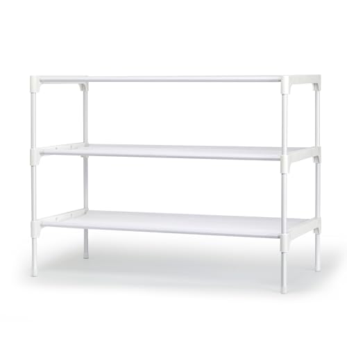 OLYREO Shoe Rack 3 Tier 63cm White Shoe Rack Storage for Hallway