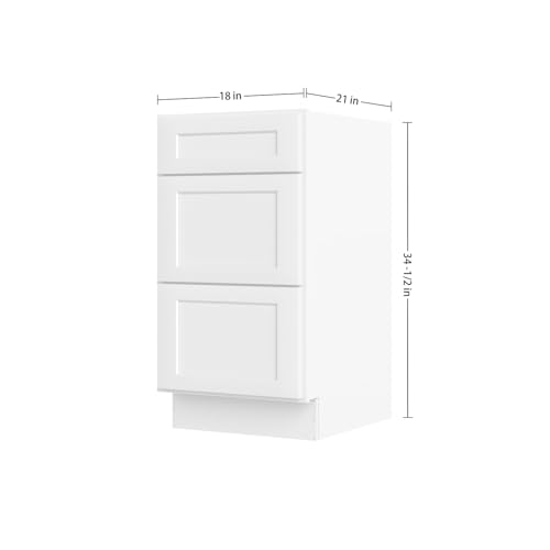 Image of Furinno Shaker Bath Vanity Cabinet Without Top, Ready to Assemble, 21 D x 18 W x 34.5 H, White