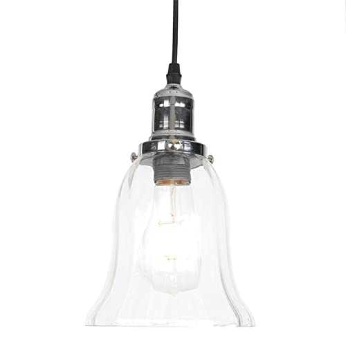 Éclairage de lustre en verre de style industriel chic et chrome robuste