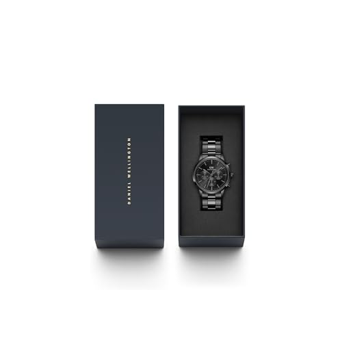 Image of Daniel Wellington Iconic Analog Watch for Man with Black Round Dial & Black Stainless Steel Bracelet Band Water Resistant Men's Wrist Watches - DW00100642K