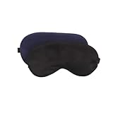DECORNIJIA 4 Piezas Máscara para Dormir de Doble Cara de Imitación Seda Suave, Antifaz Bloqueador de Luz Completo, Pack 4 Unidades (2 Negro 2 Azul Oscuro), Cómoda y Transpirable para Mujeres,