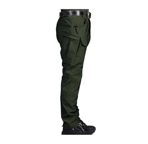 QAZWZG Pantalones cálidos Softshell for hombre, pantalones de trabajo impermeables for exteriores, resistentes al viento, carga gruesa resistente desgaste para Hombre(Color1,L)