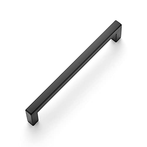 Image of Ravinte 1 Pack Solid 5 Inch Center to Center Slim Square Bar Drawer Handles Kitchen Cabinet Handles Black Drawer Pulls Kitchen Cabinet Hardware Dresser Handles Matte Black Cabinet Pulls
