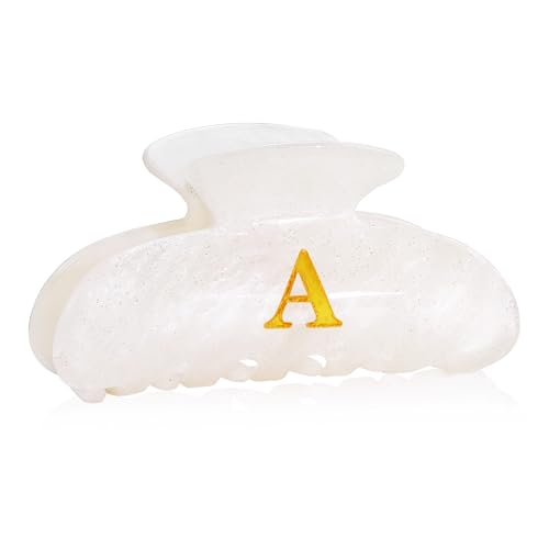 Image of Fohuo Christmas Stocking Stuffers for Women - White Cute Hair Claw Clips for Teenage Girls Gifts, Stocking Stuffers for Women Teens Daughter Sister Granddaughter, Christmas Birthday Gifts - Letter A
