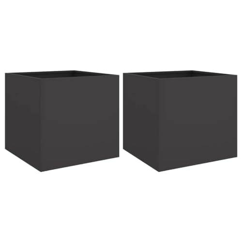 Jardinières 2 pcs Noir bac à fleurs décoratif robuste pour terrasse - 2