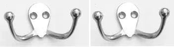 Two Marine Grade Stainless Steel Double Wardrobe Hooks