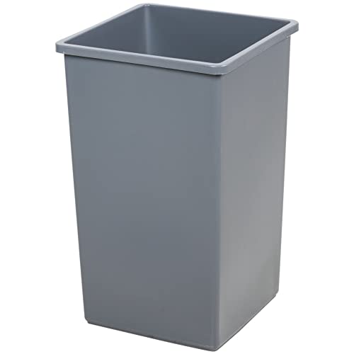 Image of 25 Gallon Gray Square Trash Can, Plastic, Commercial Use