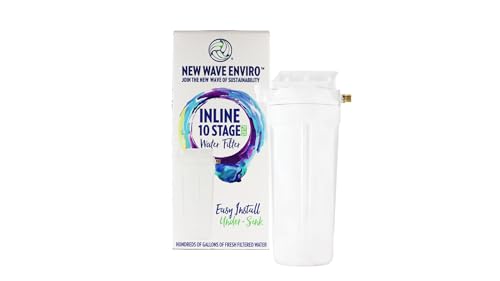 New Wave Enviro 10 Stage Plus Water Filter, Inline Design, 800 Gallon Filter Life, Easy to Install & Renter Friendly Fresh Water Filter, White Color