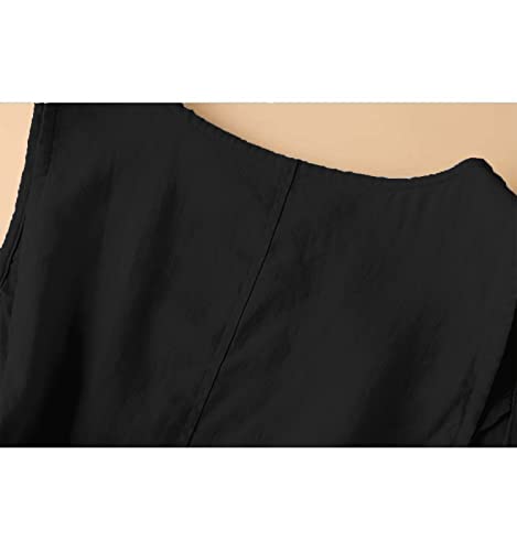 Uatkimi Womens Cotton Linen Vest Casual Loose V Neck Sleeveless Vests Jacket(Black,S) #TOP5
