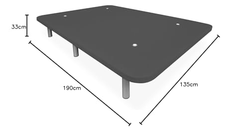 Miniatura 2 de Duérmete Online - Base Tapizada 3d Extra Resistente Con Gran Estabilidad Y 5 Barras Transversales 6 Patas Metálicas Roscadas De 25cm, 135 X 190, Gris Oscuro