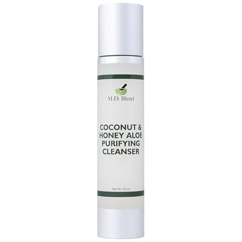 M.D. Blend Coconut & Honey Aloe Purifying Cleanser | Organic Face Wash for Women & Men | Gentle Vegan Foaming Facial Cleanser for All Skin Types | Non-Toxic, Clean Ingredients | 120ml Airless Pump Cover
