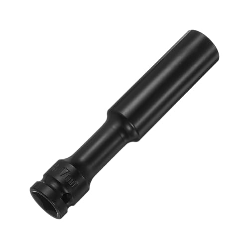 HARFINGTON Deep Thin Wall Impact Socket 17mm Metric 6 Point Socket 1/2" Square Drive 5" Extra Long Phosphated CR-V Steel Industrial Grade Spindle Axle Nut Socket, Black by HARFINGTON - Used condition - Image 3
