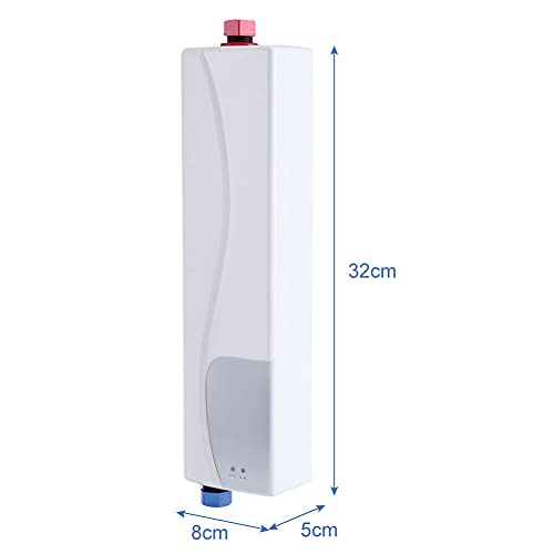 Mini Scaldabagno Elettrico Istantaneo, 3000W Scaldabagno Senza Serbatoio Elettrico, Mini Tankless Scaldabagno Scaldabagni Elettrici Calda Istantaneo per Bagno (Bianco)
