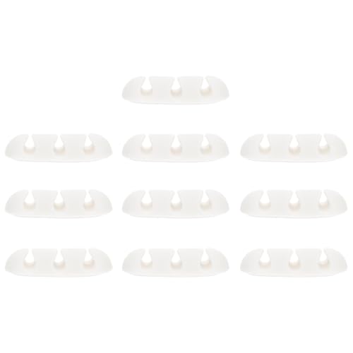 BESPORTBLE Soporte para Cables de Escritorio Tpr Triple Ranura Organizador de Cables sin Perforación Clips Pack de 10 Unidades Adecuado para Oficina y Hogar