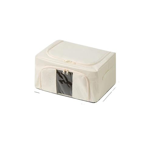Boîte de rangement pliable à grande capacité et fenêtre visible beige