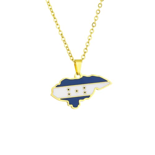 Macracrua Collier léger avec pendentif carte du Honduras en acier inoxydable - Bijou unisexe minimaliste, 50cm Chain, Acier inoxydable, Pas de pierre précieuse