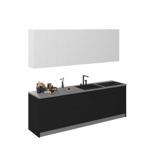 Wallkitchens Kitchen Fusion Collection Black & White Gloss Color Base