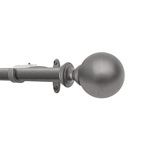 Image of Deco Window 52 to 144 Inch Adjustable Curtain Rod for Door & Windows with Brackets Set Curtains Hanging Extendable Iron Metal Pipe Holder with Finials (1 inch Diameter,Charcoal Grey)