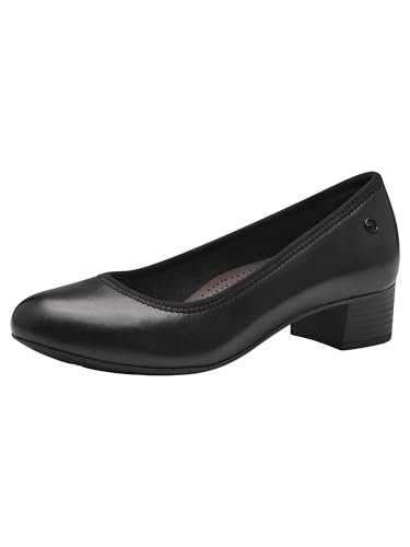 Tamaris Comfort Damen Pumps aus Leder Kleiner Absatz, Schwarz (Black), 39 EU